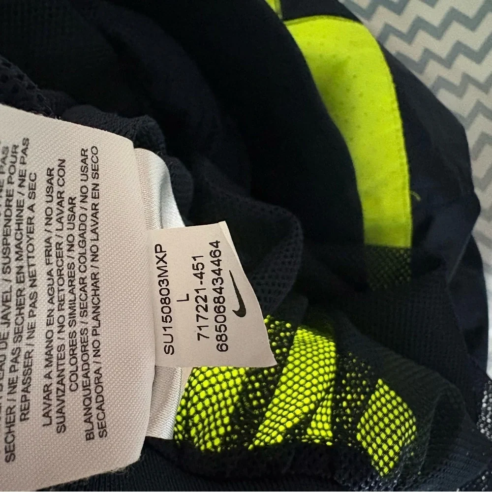 NIKE x SACAI sz L Windrunner Skirt Navy Blue Green Volt #717221 Nikelab